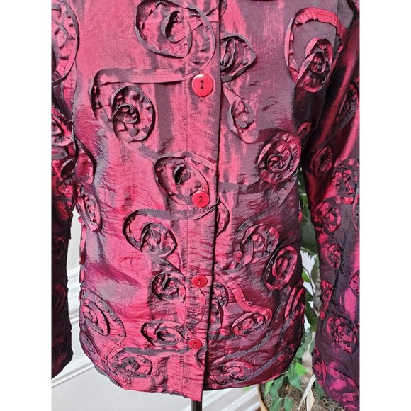 Scott Taylor Women Burgundy Polyester Collared Long Sleeve Buttons Down Shirt M - Picture 4 of 12